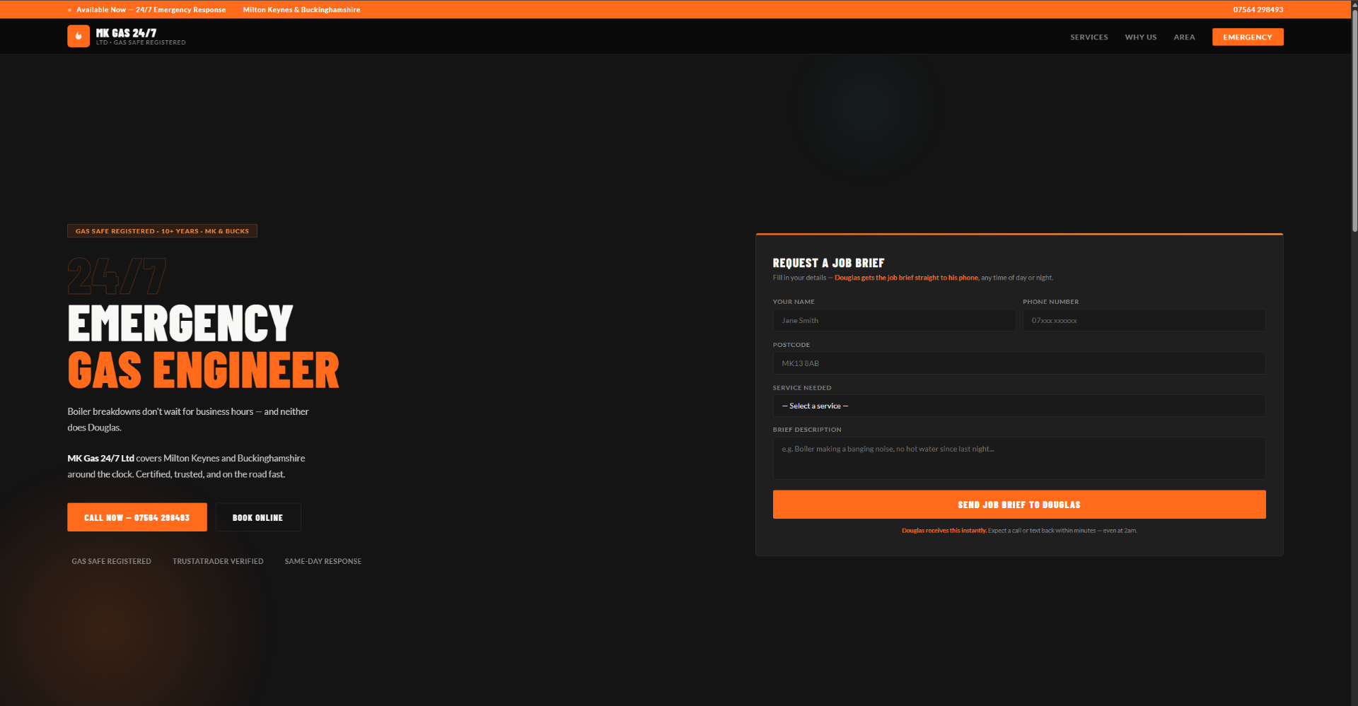 MK Gas Engineers website